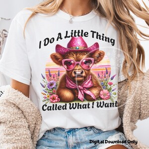 Western Highland Cow PNG, Funny Sublimation Designs, Retro Sassy PNG File, Retro Pink Western Shirt Design, Commercial Use, Digital Download