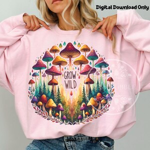 Cute Mushroom Clipart PNG, Mushroom Shirt PNG Designs, Boho Mushroom PNG, Watercolor Mushrooms, Boho Sublimation Designs, Commercial Use