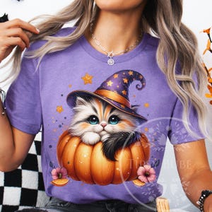 Halloween Cat Shirt Design, Cute Halloween Cat PNG, Pumpkin Cat PNG, Sublimation Designs Halloween Sublimation Files, Commercial Use Digital