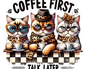 Funny Coffee PNG, Funny Cat Shirt Design, Coffee Sublimation PNG, Funny Coffee Cat PNG, Funny Sublimation Design Commercial Use Digital File