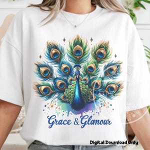 Peacock PNG, Peacock Clipart, Peacock Shirt Design, Colorful Feather PNG, Watercolor Feather Sublimation Design, Commercial Use Digital File
