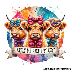 Coquette Cow PNG, Funny Cow Shirt Designs Sublimation File, Highland Cow PNG, Cute Cow Coquette Bow PNG, Commercial Use, Digital Downloads