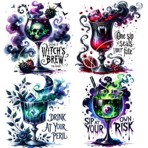 Halloween Drink PNG Bundle, Halloween Clipart, Halloween Sublimation Designs, Halloween Cocktail PNG Sublimation File Commercial Use Digital