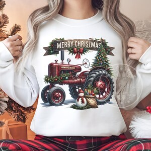 Christmas Tractor PNG, Christmas Truck, Country Christmas Clipart, Christmas Shirt Design, Holiday Tractor, Vintage Christmas, Sublimation