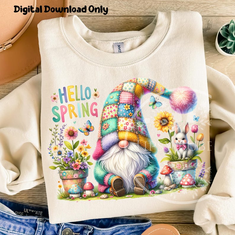 Spring Gnome PNG, Cute Watercolor Clipart, Sublimation Files, Gnome ...