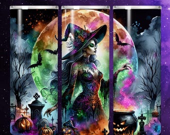 Envoltura de vaso de bruja, envoltura delgada para vaso, sublimación de vaso, PNG con purpurina falsa, PNG de vaso de bruja, sublimación de Halloween, uso comercial