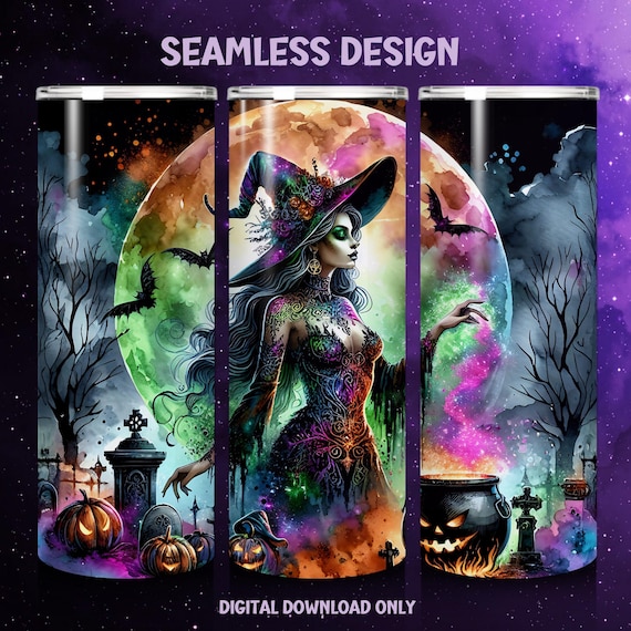 Witch Tumbler Wrap, Skinny Tumbler Wrap, Tumbler Sublimation, Faux Glitter Png, Witchy Tumbler PNG, Halloween Sublimation, Commercial Use