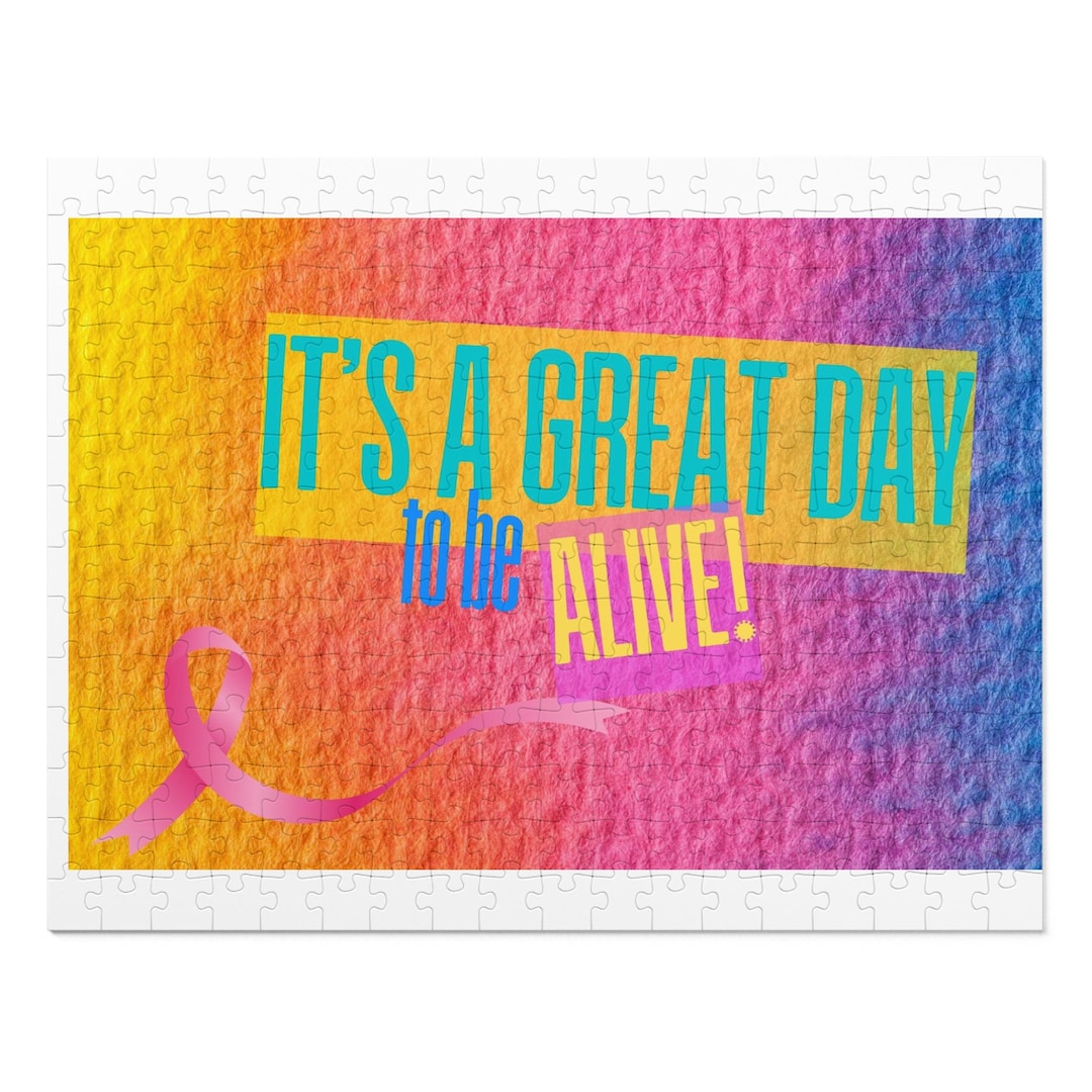 Jigsaw Puzzle, Breast Cancer Pink Ribbon, Cancer Gift, It's a Great Day ...