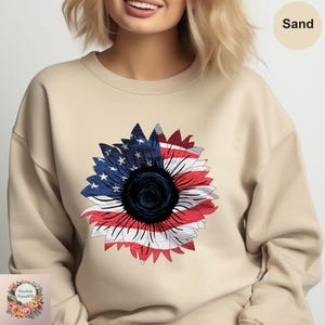 4th of July Sunflower Sweatshirt: Patriotic Independence Day Hoodie