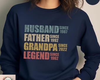 Personalized Husband Father Grandpa Legend Sweatshirt, Grandfather Custom Dates Hoodie, Grandpa Sweatshirt for Fathers Day Gift