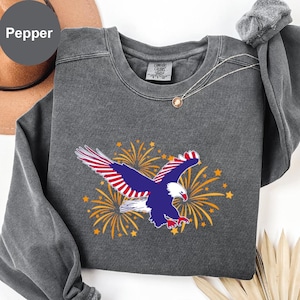 Comfort Colors American Flag Eagle Sweatshirt,Patriotic Eagle Sweatshirt,USA Flag Eagle Sweatshirt,Independence Day Sweater,Eagle Sweatshirt