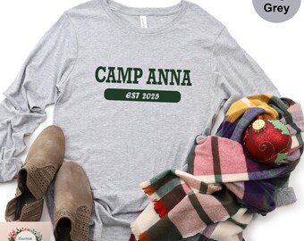 Retro Camping Bachelorette Long Sleeve Shirt: Personalized Mountain Bride