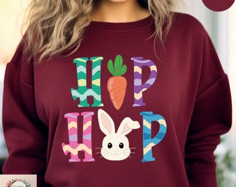 Hip Hop Easter Bunny Sweatshirt, Kids Easter Hoodie, Easter Day Sweater, Bunny Lover Sweatshirt, Easter Family Trip Sweatshirt