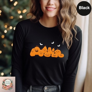 Halloween Ghost & Pumpkin Long Sleeve Shirt: Spooky Season
