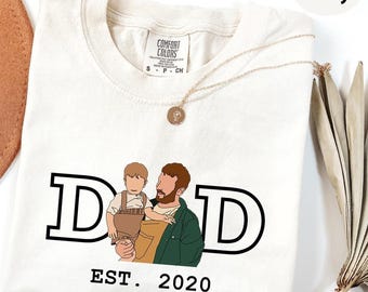 Comfort Colors® Custom Family Portrait Outline Shirt For Him Father’s Day, Personalized Dad Portrait Shirt, Custom Line Art Shirt