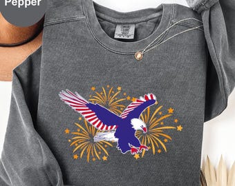 American Flag Eagle Sweatshirt: Comfort Colors Patriotic Sweater