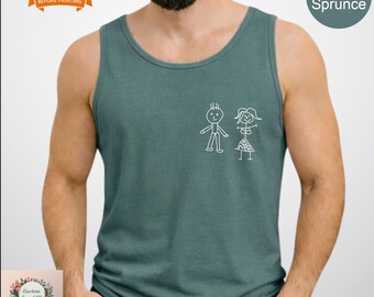 Personalized Kid Drawing Tank Top, Actual Child Drawing Tank Top, Customized Child Art Tank Top