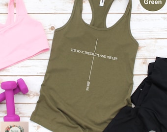 Camiseta sin mangas cristiana Juan 14:6, Camiseta sin mangas El Camino La Verdad La Vida, Camiseta sin mangas con versículo bíblico