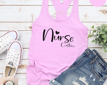 Personalized Nurse Heart Tank Top, Nurse Life Tank Top, Custom Registered Nurse Tank Top, Cute Nurse Tank Top, Nursing School Tank Top