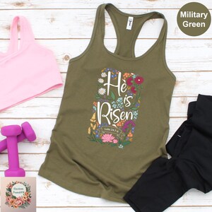 He Is Risen Floral Tank Top, Easter Tank For Women,Happy Easter Tank Top,Christian Tank Top, Cute Easter Outfit,Easter Bunny Tank Top image 7