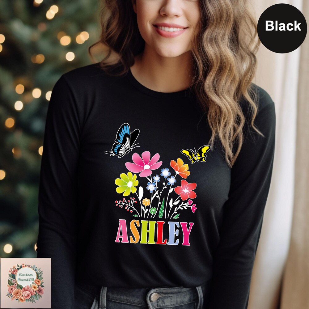 Shirtless Style Personalized International Women'S Day Long Sleeve, Custom Wildflowers Long Sleeve, Mom'S Garden Long Sleeve, Grandma'S Garden Long Sleeve