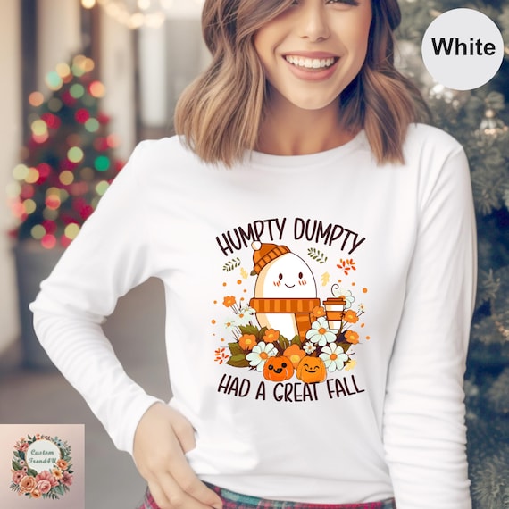 Humpty Dumpty Fall Long Sleeve Shirt, Cute Autumn Pumpkin Long Sleeve T-Shirt, Funny Thanksgiving Outfit, Halloween Pumpkin Longsleeve Tee