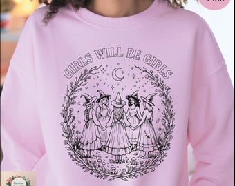 Camiseta de Halloween vintage para chicas brujas, camiseta con estilo de bruja