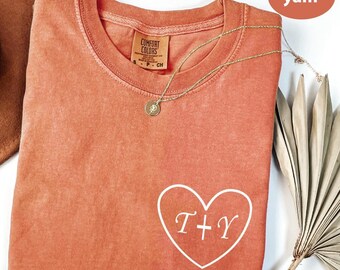 Comfort Colors® Custom Initial Heart Valentines Shirt, Initial Heart Tee,Personalized Valentines Day TShirt, Custom Initial Couples Matching