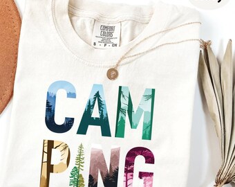 Comfort Colors Camping Shirt: Scenic Nature Letters, Outdoor Adventure