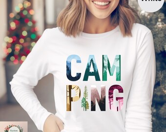 Scenic Nature Camping Long Sleeve Shirt: Outdoor Adventure Apparel