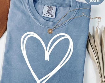 Comfort Colors® Valentines Day Shirt: Hand Drawn Heart Tee