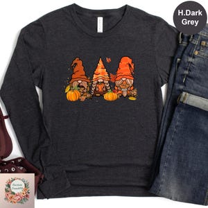 Halloween Gnome Long Sleeve Shirt: Thankful Pumpkin, Autumn Lover