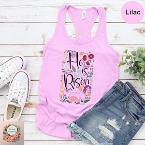He Is Risen Floral Tank Top, Easter Tank For Women,Happy Easter Tank Top,Christian Tank Top, Cute Easter Outfit,Easter Bunny Tank Top image 6