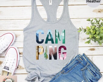 Scenic Camping Tank Top: Colorful Nature Adventure, National Park