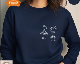 Personalized Kid Drawing Hoodie, Actual Child Drawing Sweatshirt, Customized Child Art Hoodie
