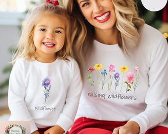 Mama and Baby Raising Wildflowers Long Sleeve, Mommy and Me Toddler Longsleeve, Mommy and Daughter Matching Longsleeve, New Mom Long Sleeve