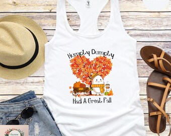 Camiseta sin mangas de Humpty Dumpty para otoño, linda camiseta sin mangas de calabaza otoñal, divertida camiseta sin mangas de Acción de Gracias, camiseta sin mangas de calabaza de Halloween