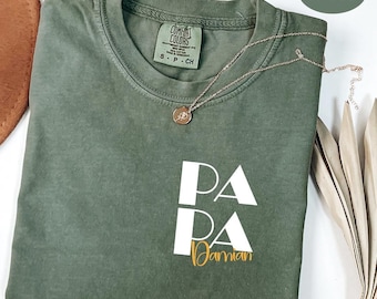 Comfort Colors® Custom Papa Est Father's Day Shirt,Custom Papa Shirt with Child Name,New Papa Shirt,Cool Dad Shirt,Papa Est 2025 Shirt