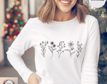 Wildflower Long Sleeve Shirt: Botanical Cottagecore Apparel