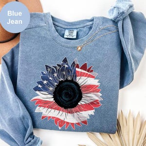 Comfort Colors 4th of July Sunflower Sweatshirt: Independence Day Apparel