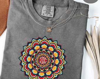 Comfort Colors Mandala Shirt: Retro Boho Hippie Festival Tee