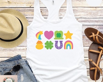 St Patrick's Day Rainbow Tank Top, Four Leaf Clover Tank Top, Lucky Charm Tank Top, Irish Day Tank Top, Happy Shamrock Tank Top