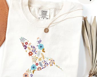 Comfort Colors Floral Hummingbird FDT Shirt: Subtle Feminist Shirt