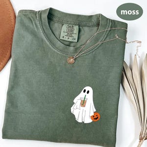 Comfort Colors® Сute Ghost Coffee Shirt, Сute Little Ghost Iced Coffee t-shirt, Boo Ghost Shirt, Ghost Coffee Shirt, Halloween Coffee Lovers