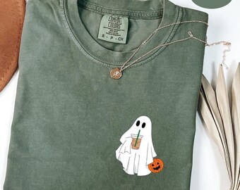 Camiseta Comfort Colors® Lindo Fantasma Café, Camiseta Lindo Fantasma Café Helado, Camiseta Fantasma Boo, Camiseta Fantasma Café, Amantes del Café de Halloween