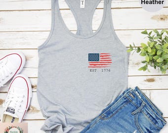 Retro American Flag Tank Top: 4th of July Star Graphic