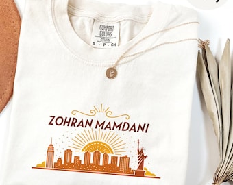 Comfort Colors® Zohran Mamdani New York Skyline Shirt, NYC Sunset Tee, Statue of Liberty T-Shirt, Retro New York City Shirt