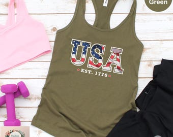 USA Flag Tank Top: 4th of July Patriotic Top