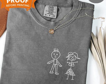 Comfort Colors Personalized Kid Drawing Shirt, Actual Child Drawing Shirt, Customized Child Art Shirt