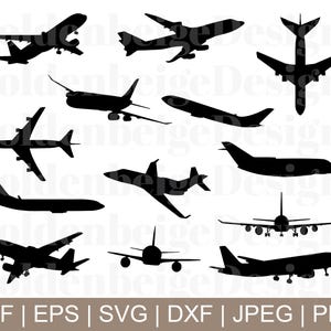 Airplane Svg, Airplane Vector, Airplane Silhouette, Airplane Cricut, Airplane Clipart, Dxf, Jpeg, Png